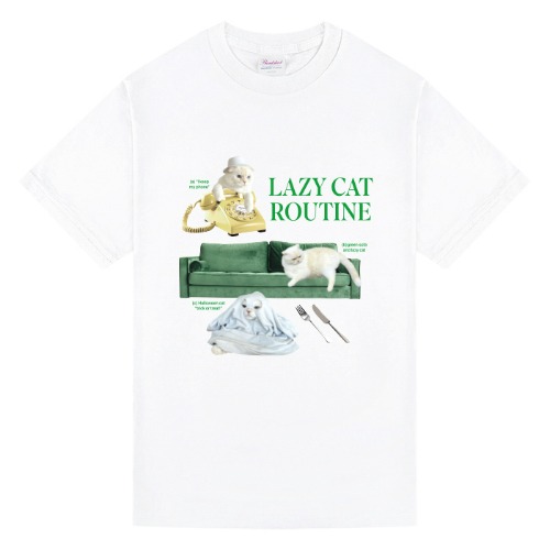 순무 LAZY CAT ROUTINE 반팔 티셔츠